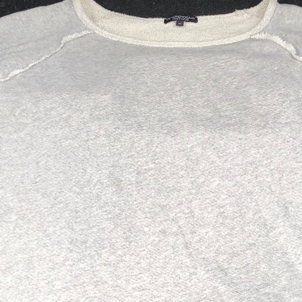 Grey workout sweatshirt.